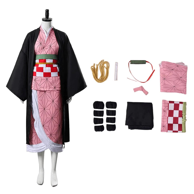 Nezuko Kamado Kids Cosplay Costume – Demon Slayer Kimono Outfit