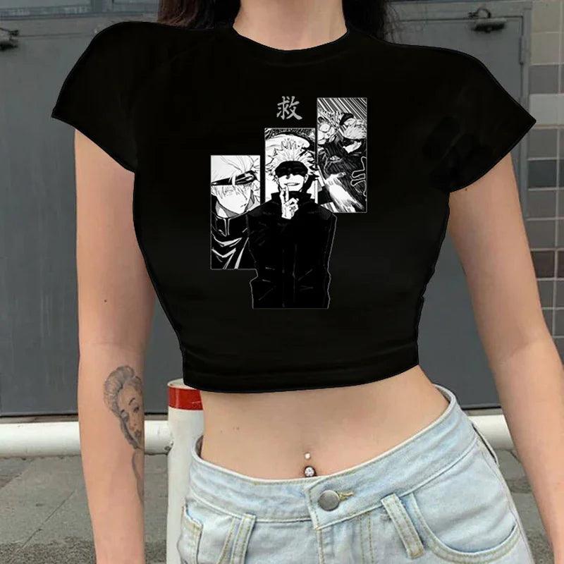 Jujutsu Kaisen Black Crop Tops