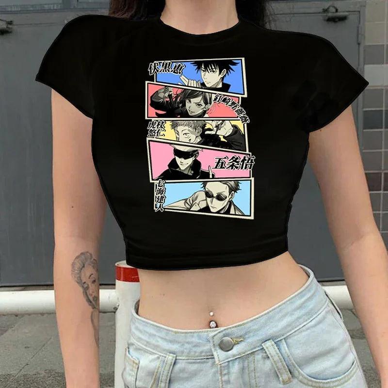 Jujutsu Kaisen Black Crop Tops