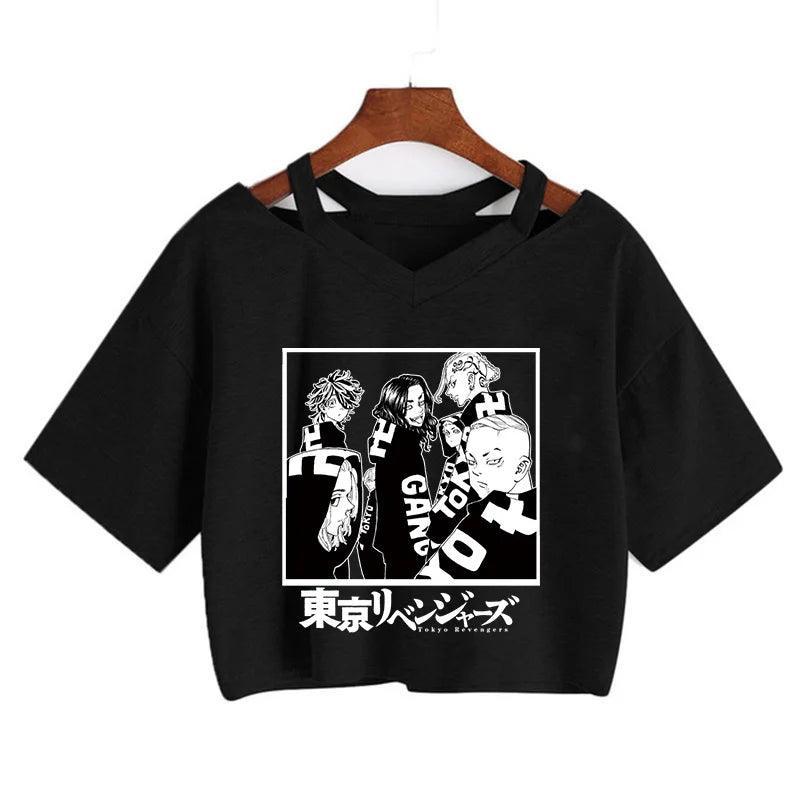 Tokyo Revengers Black Crop Tops