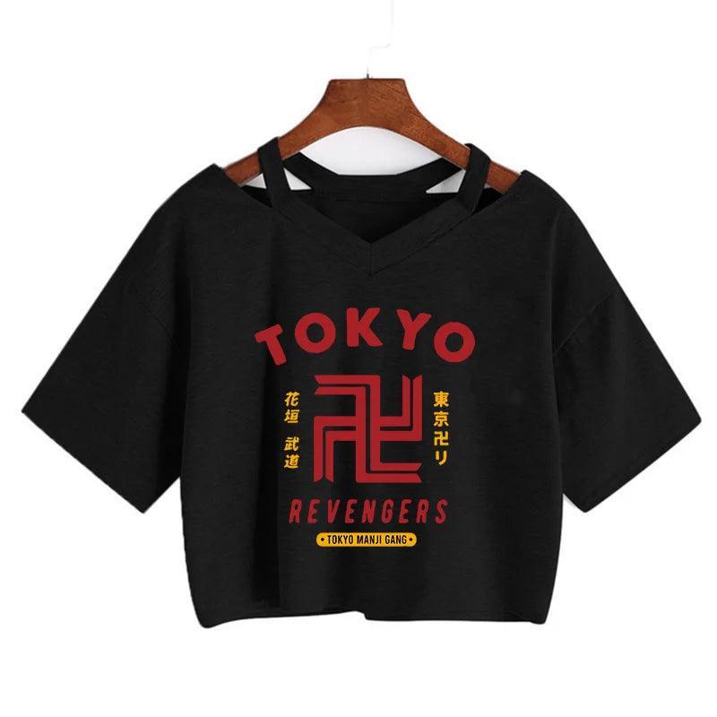 Tokyo Revengers Black Crop Tops