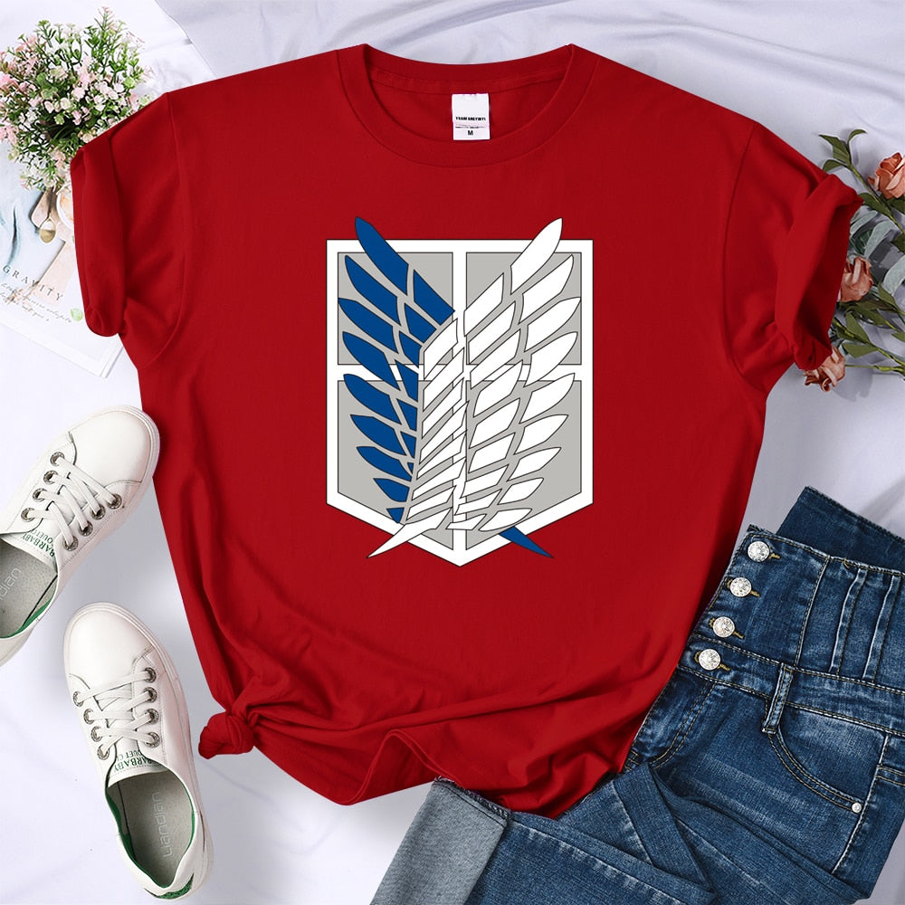 Attack on Titan Women's Wings of Freedom Red Tshirt